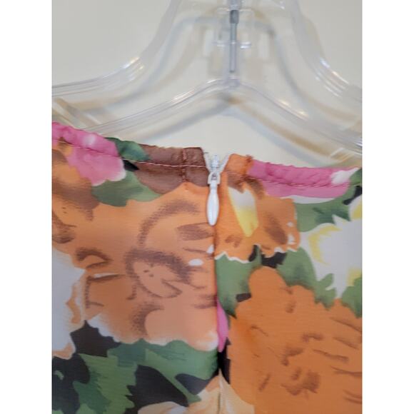 Parisian Women's Floral V-Neck Mini Shift Dress Tie Front Multicolor Size 10 NEW - Picture 3 of 8